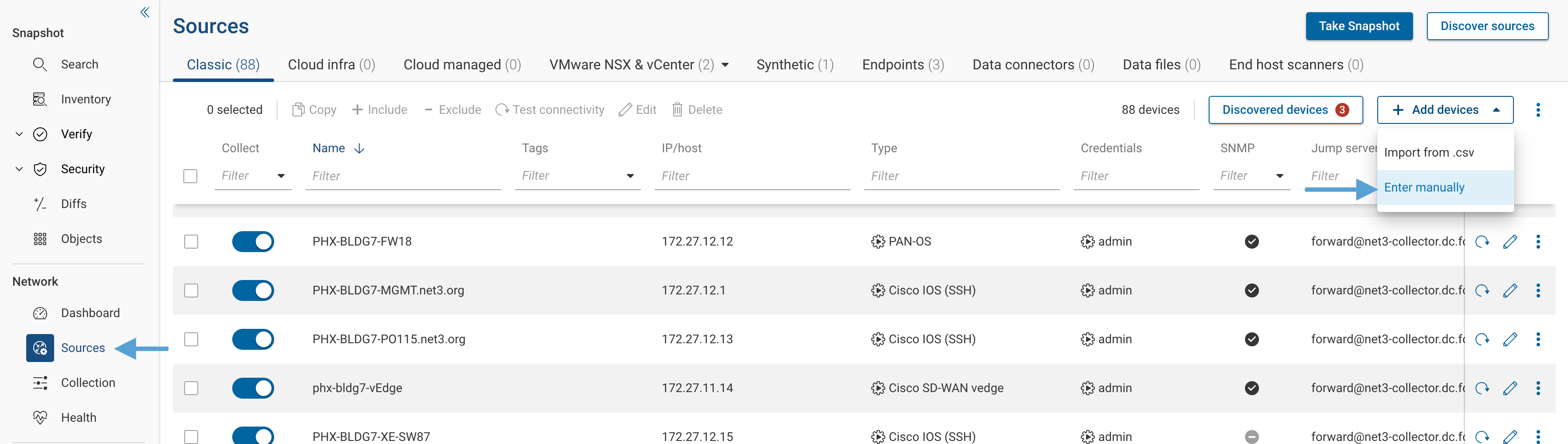 Add devices manually