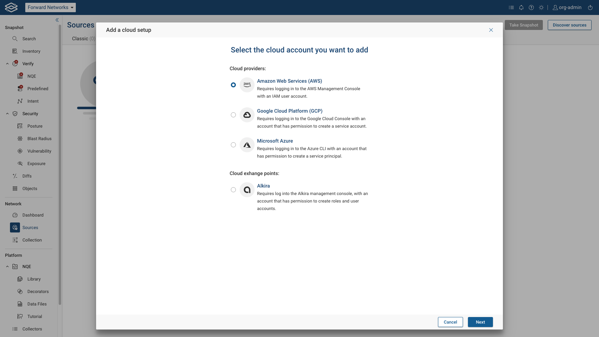 Cloud Accounts Page