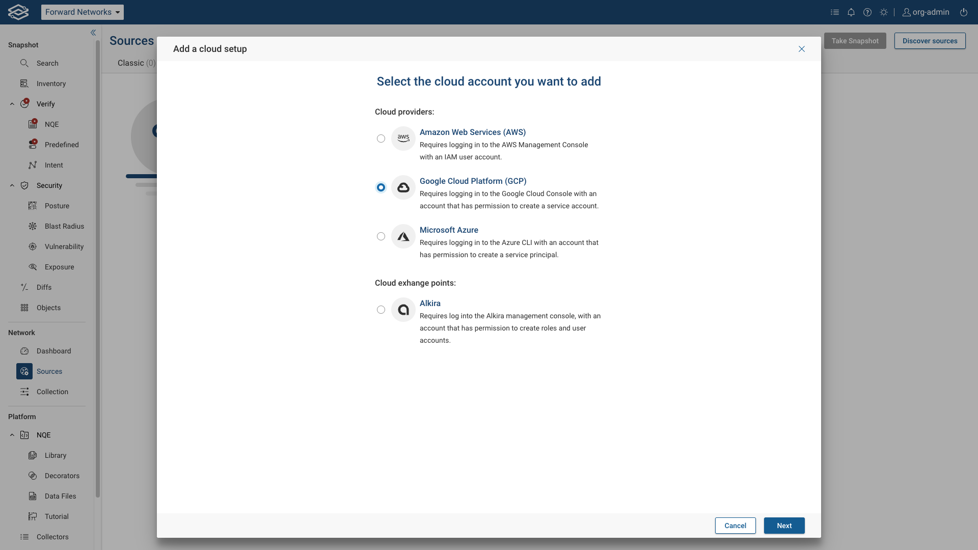 Cloud Accounts Page