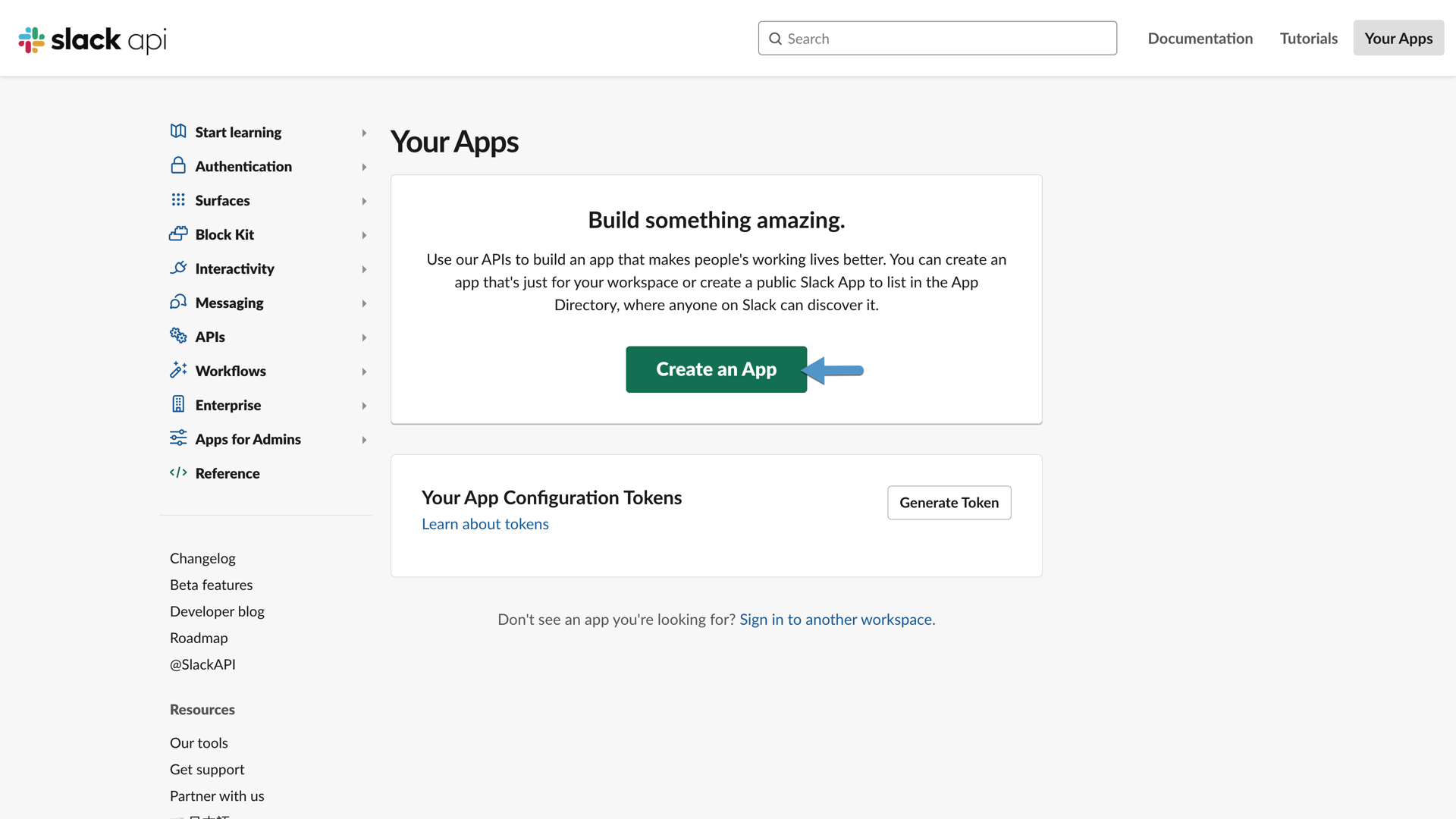Slack Create App