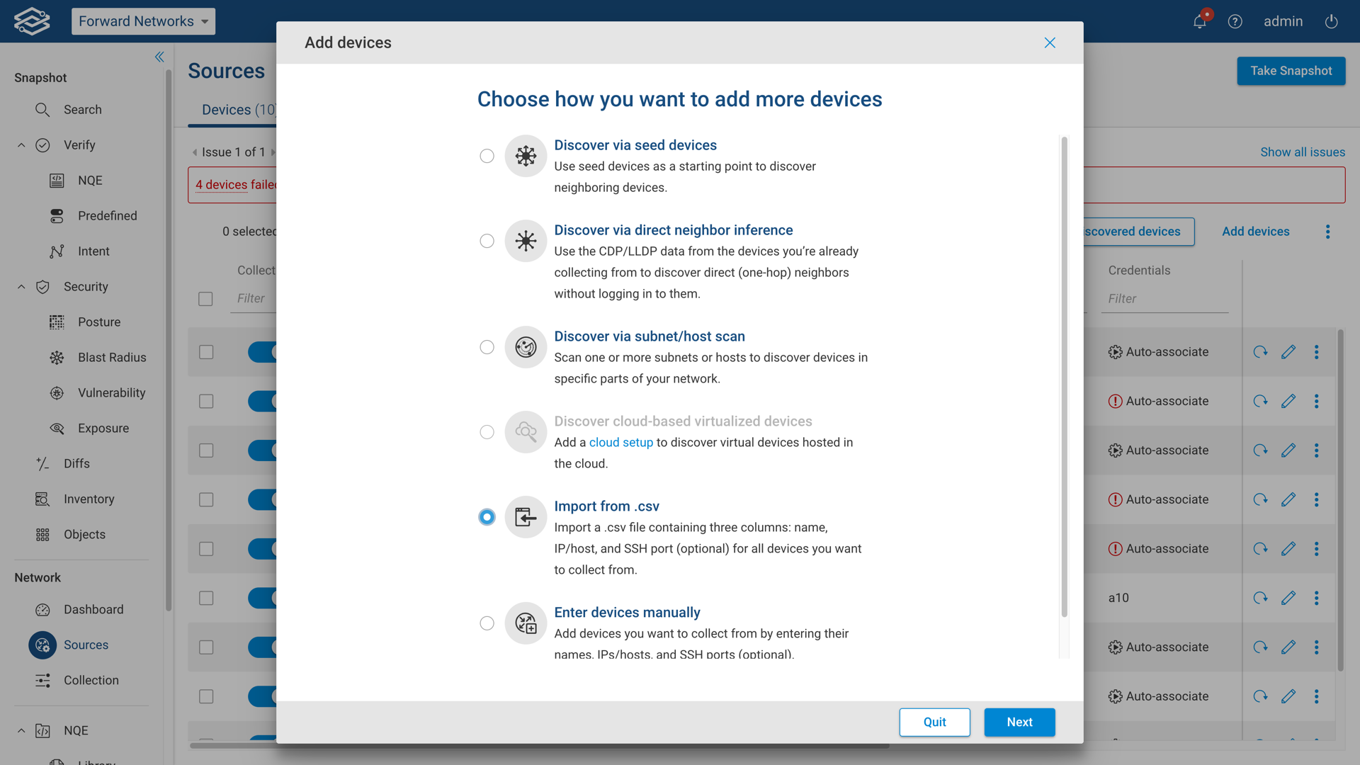 Devices csv file