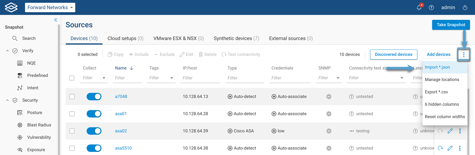 Import via JSON