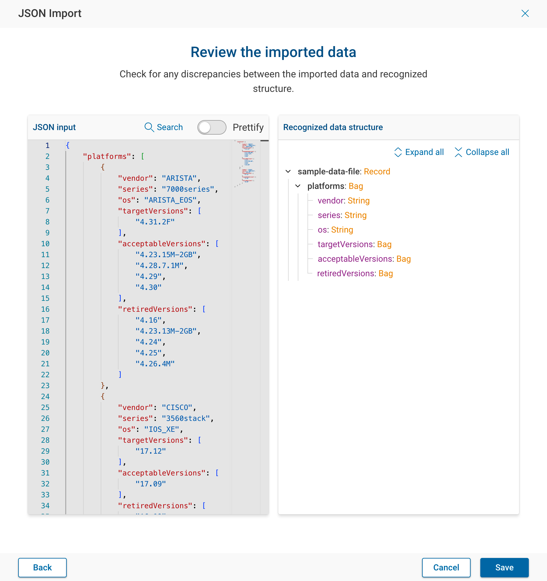 Import data file