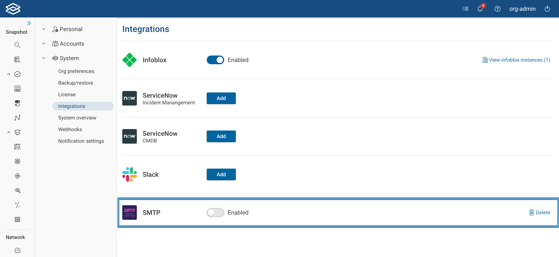 Enable/Disable SMTP Connection