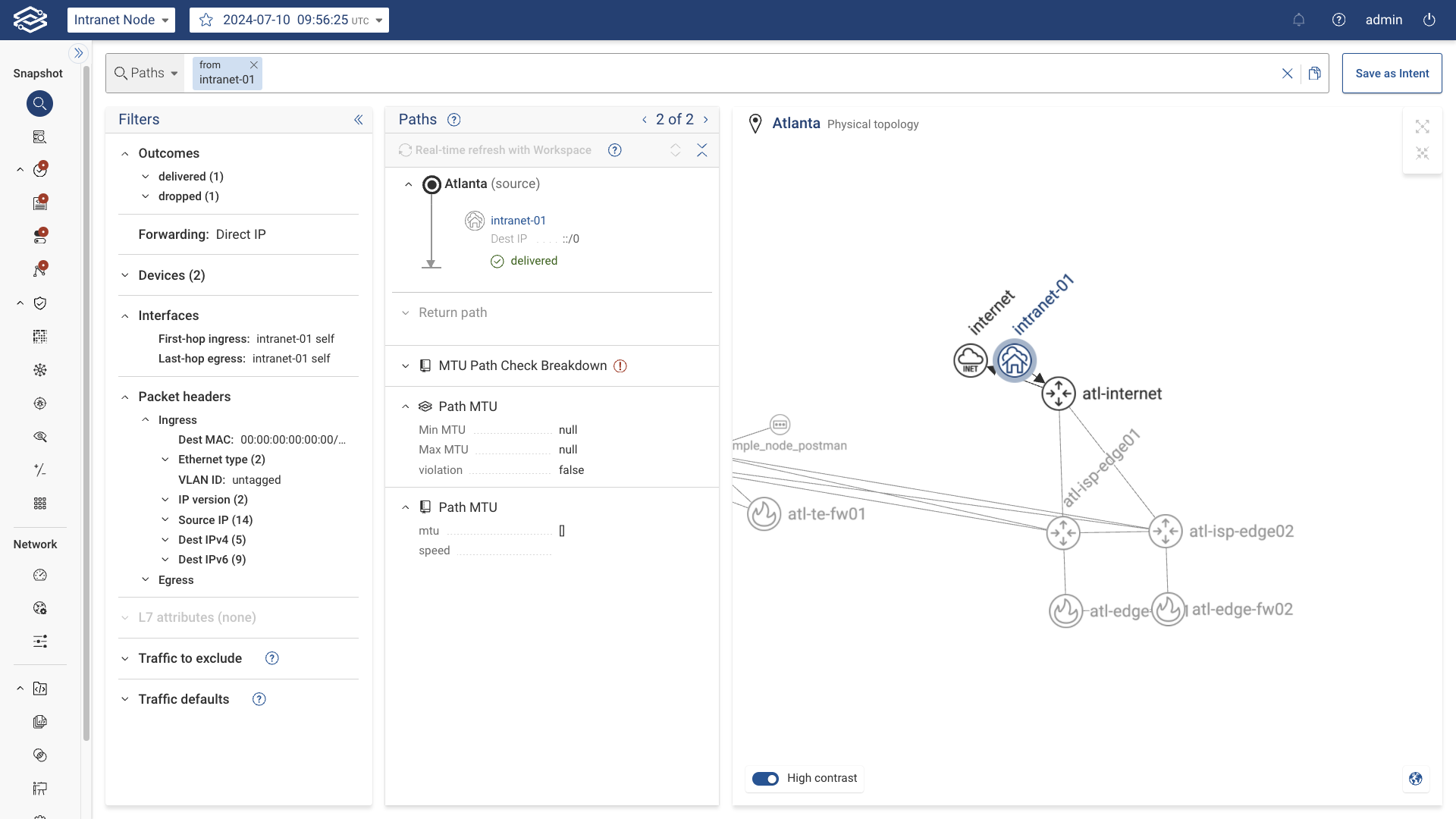 Show Intranet node