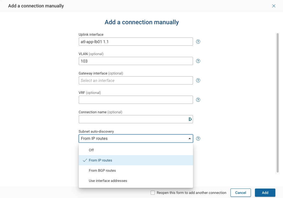 Configure manual connection