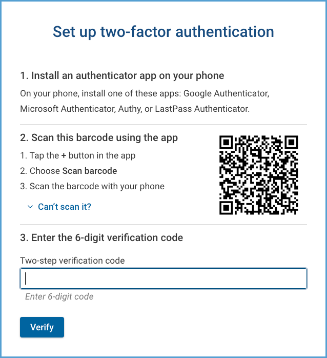 2 factor auth setup