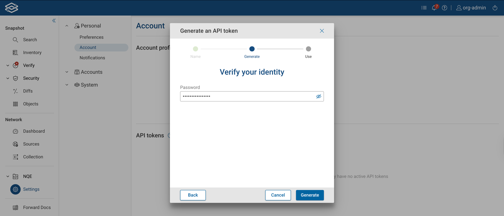 Account API Token: Generate