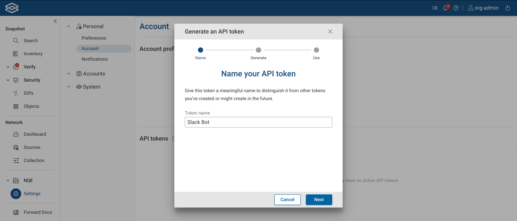 Account API Token: Name