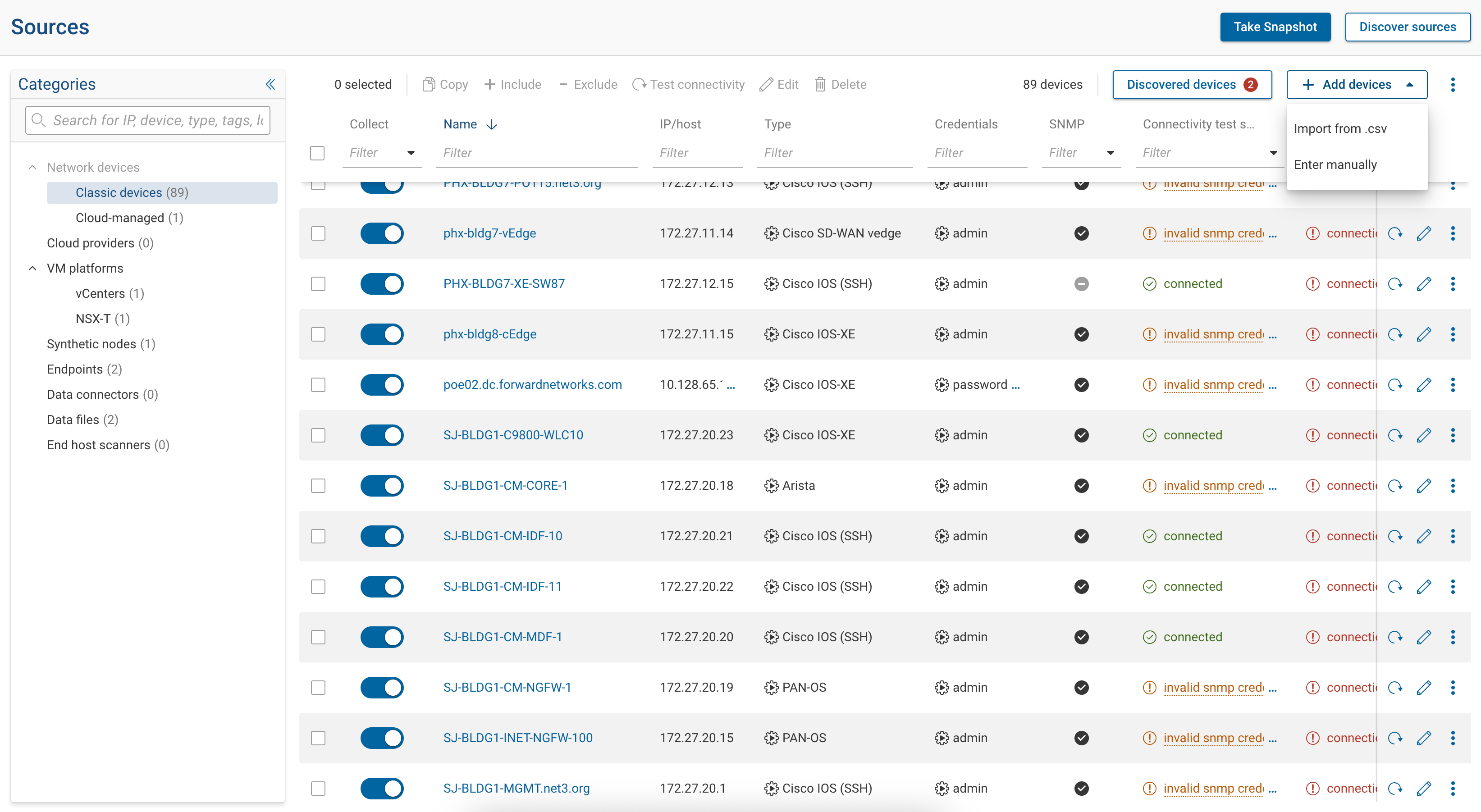 Sources -> Add devices