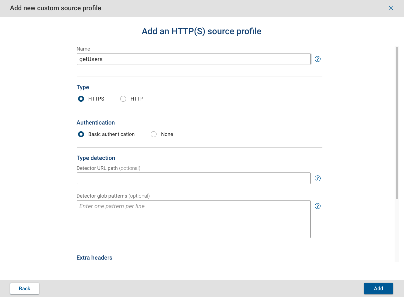 Adding an HTTP Source profile
