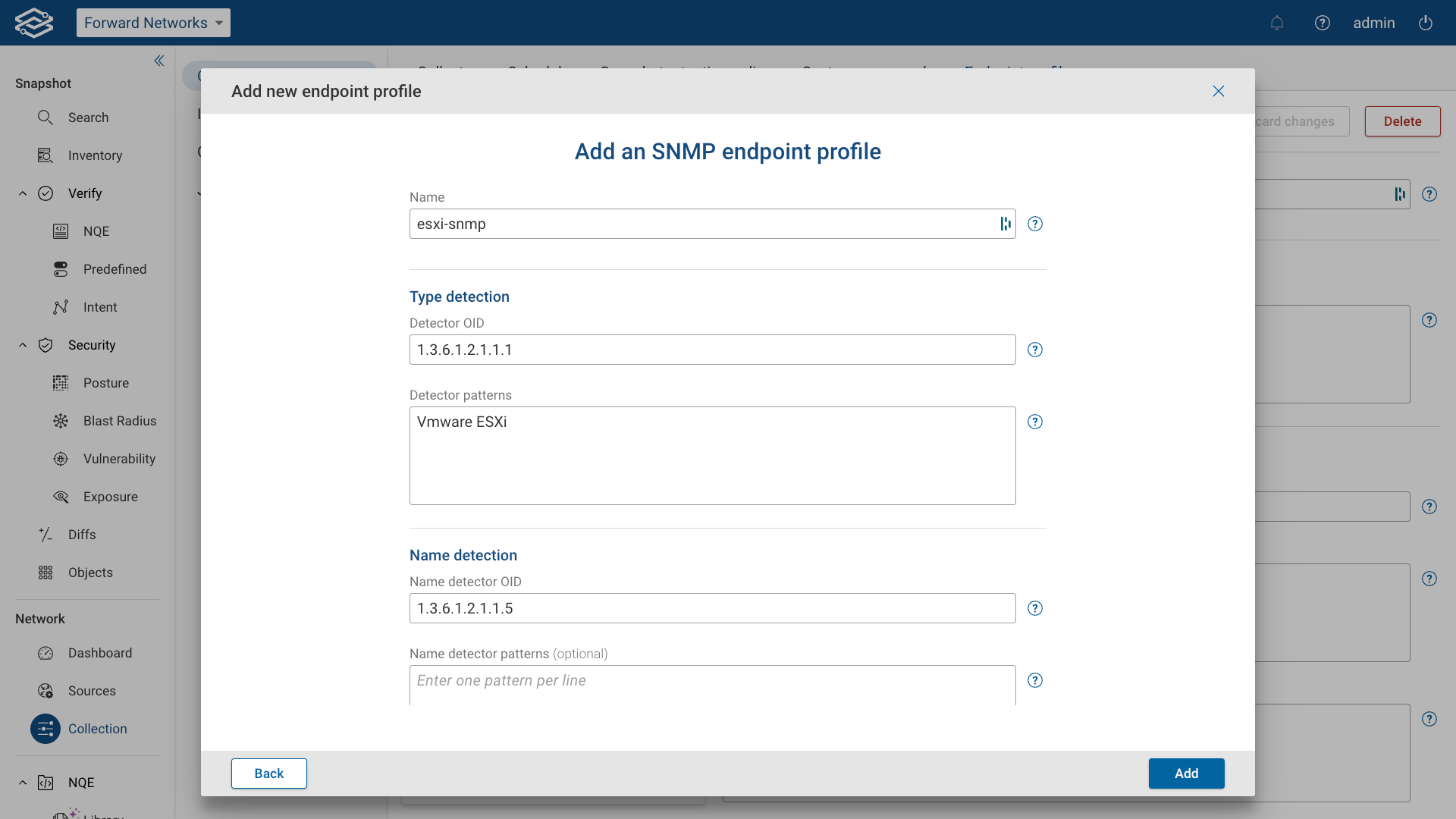 Adding SNMP endpoint profiles