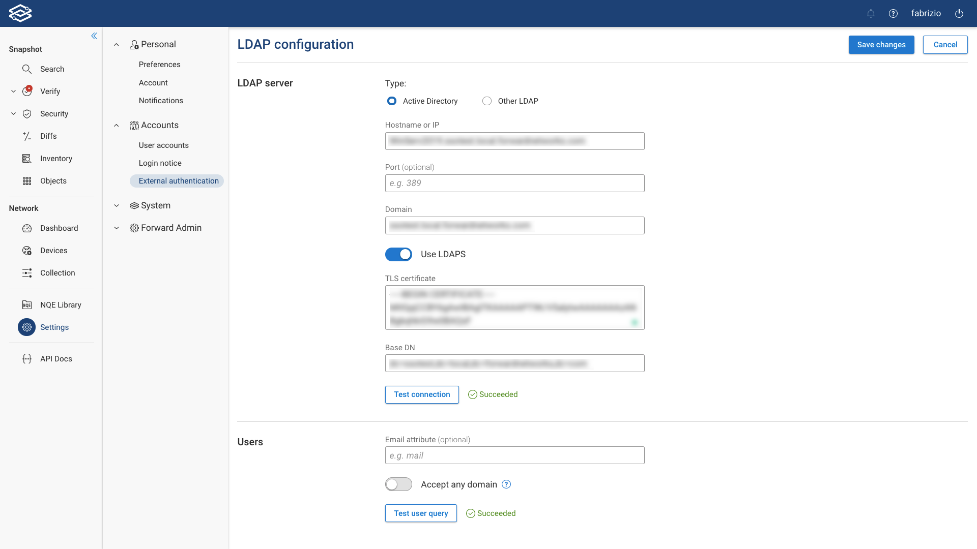 Active Directory Settings