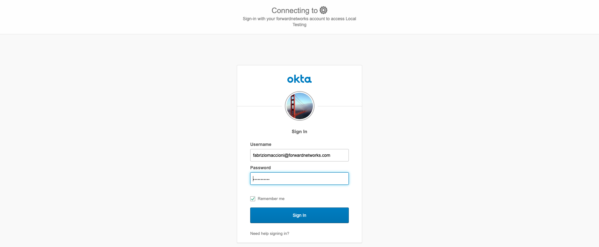 SSO Okta log in