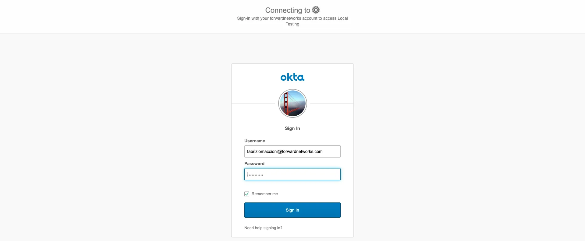 SSO Okta log in