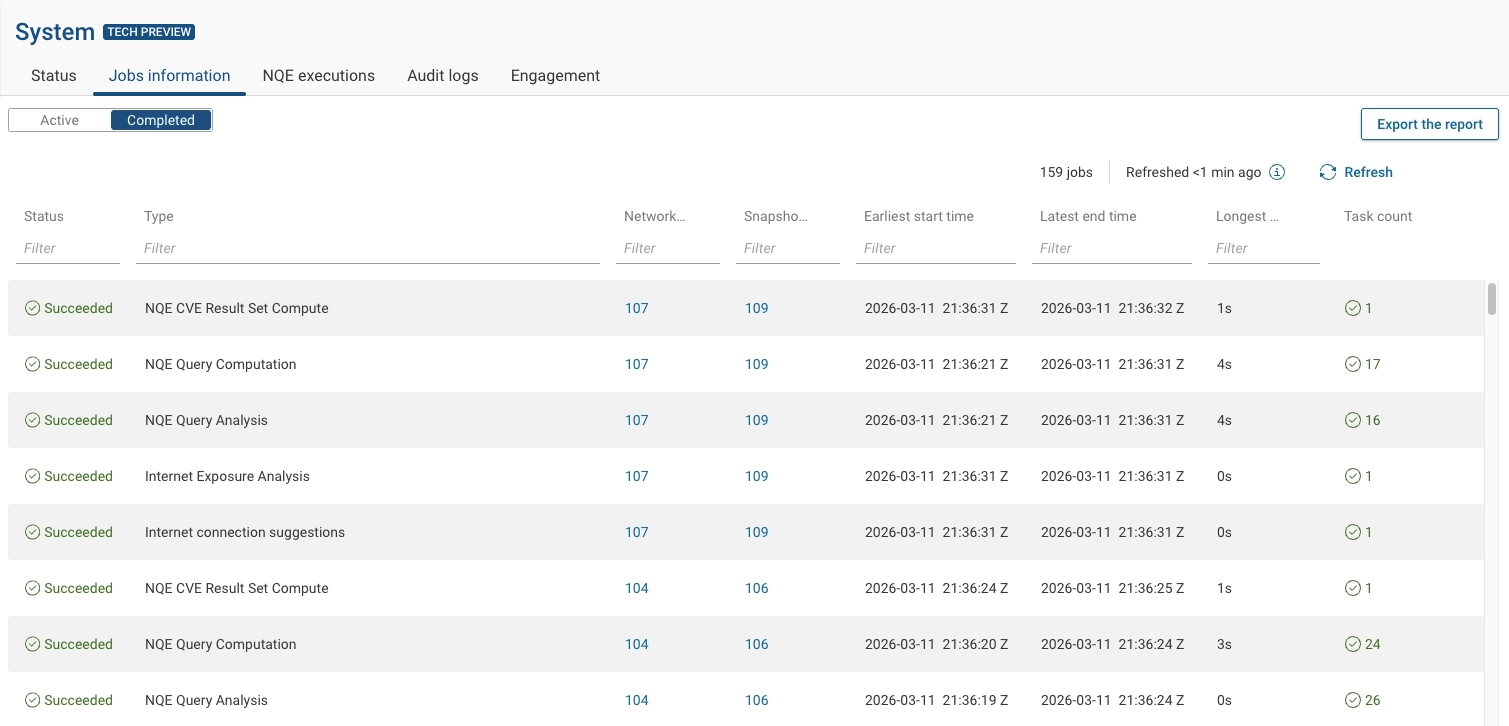 Completed Jobs Information View