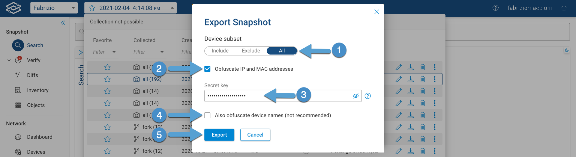 Snapshot Export Options