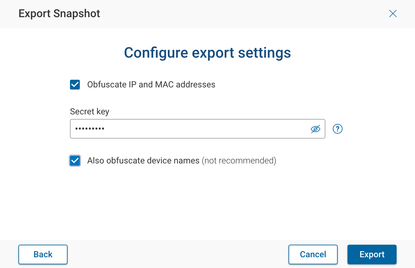 Snapshot Export Options