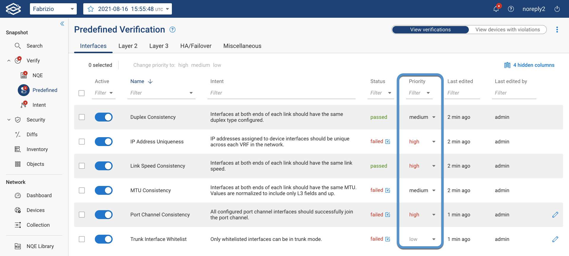 Verification Check Priority