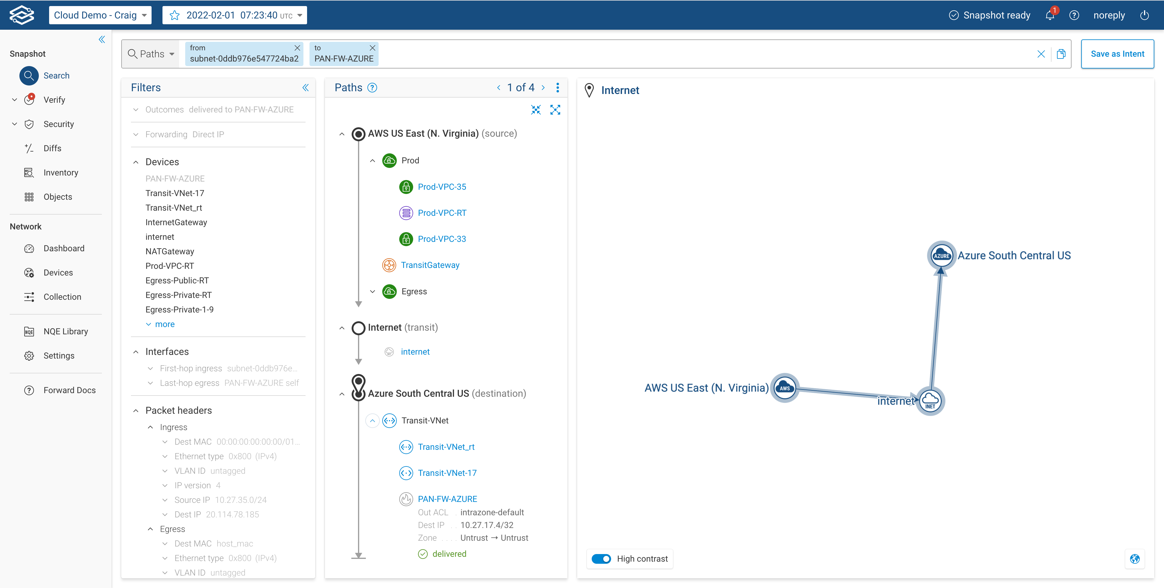 AWS topology path panel
