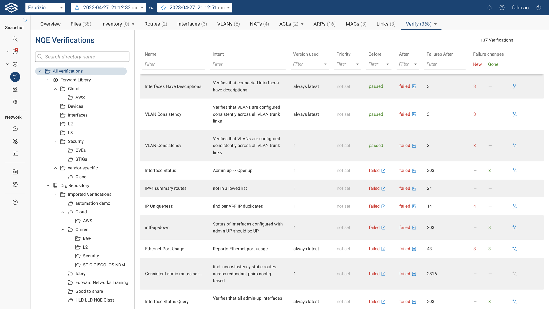 Behavior Diffs NQE Checks