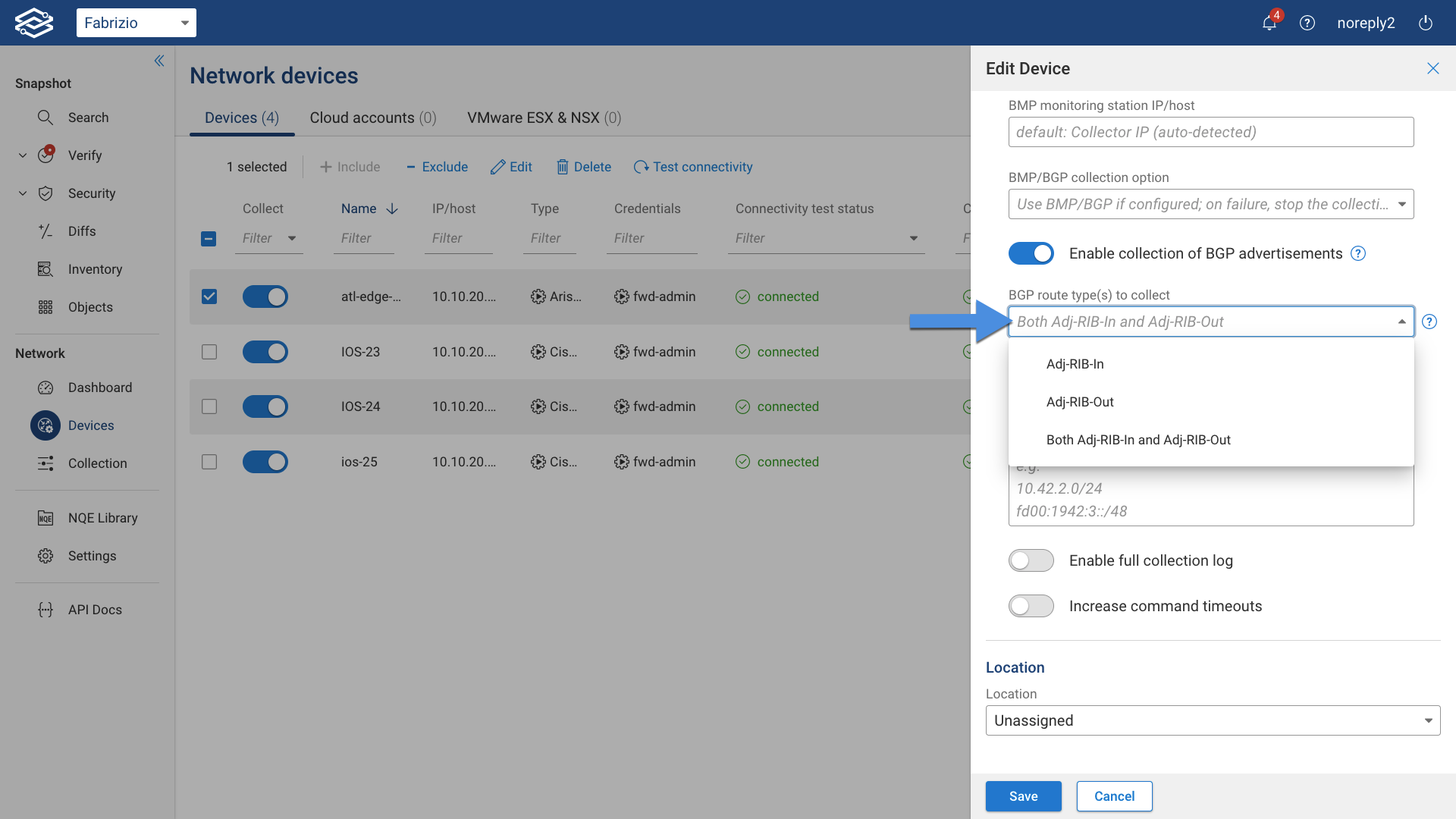 BGP Collection Route Type