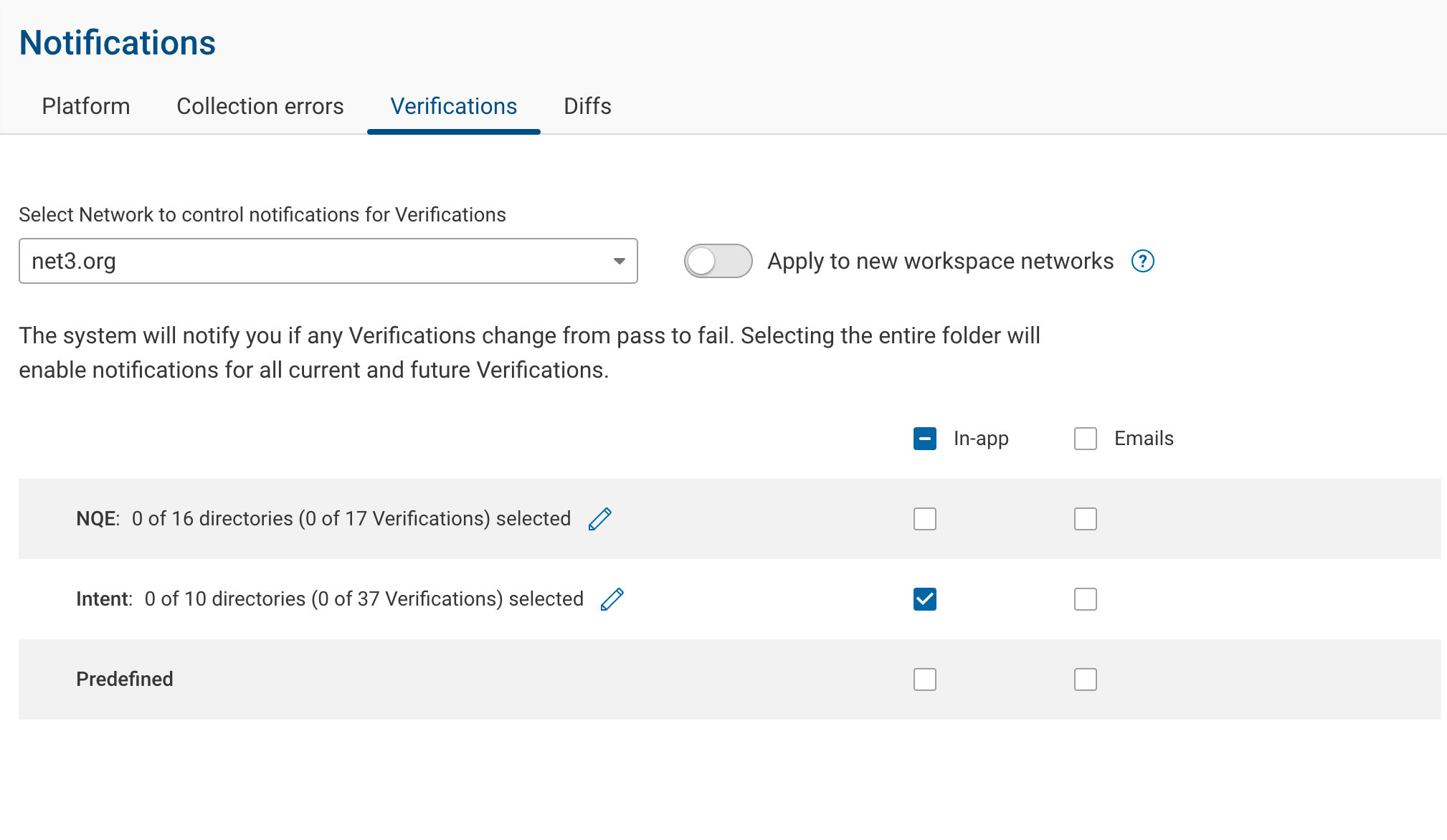 Access alerts settings