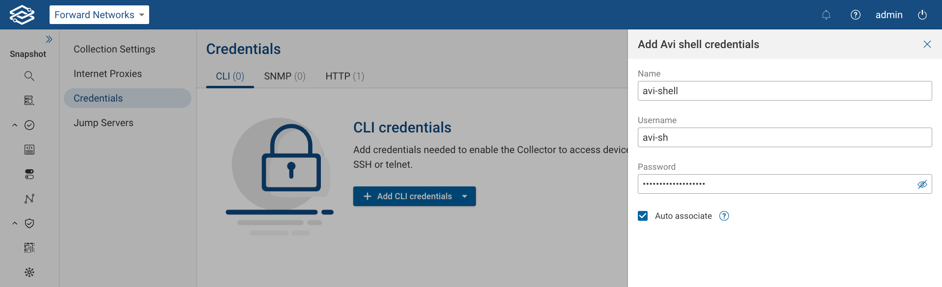 Add CLI AVI shell Credentials