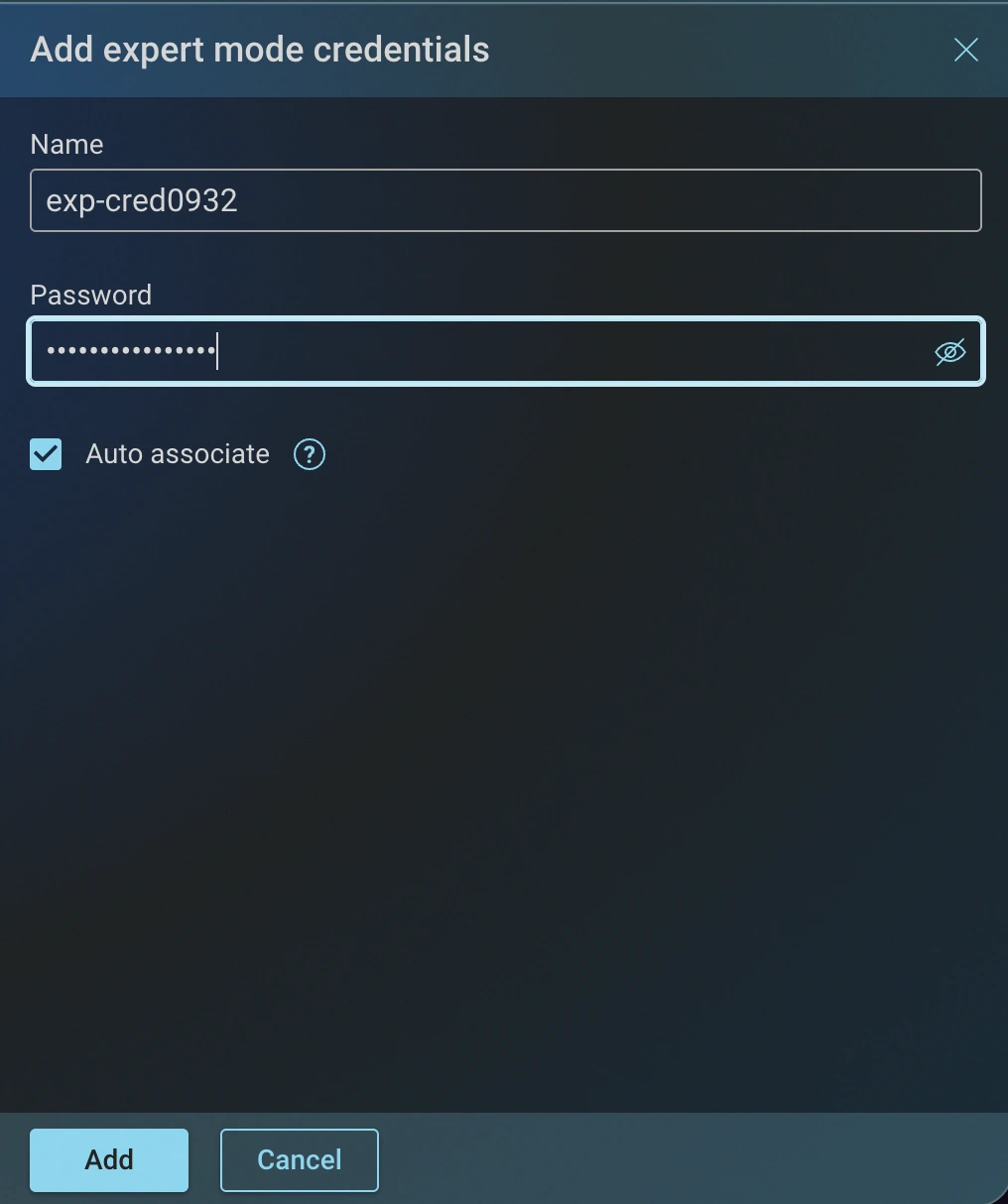 Add CLI Expert Mode Credentials