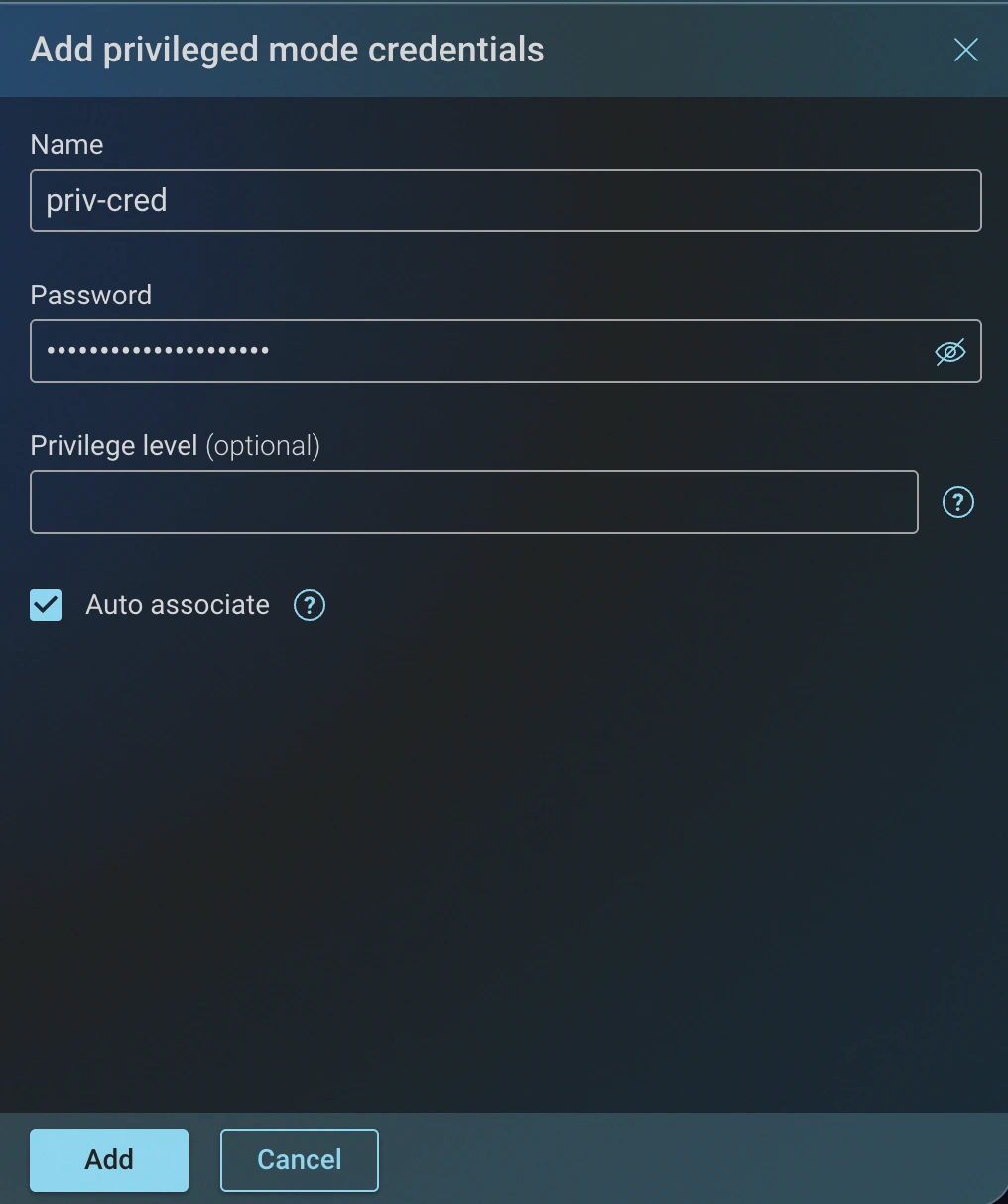Add CLI Privileged Mode Credentials