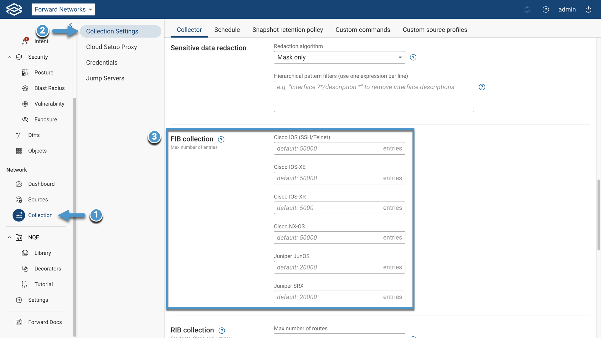 Limit FIB Collection