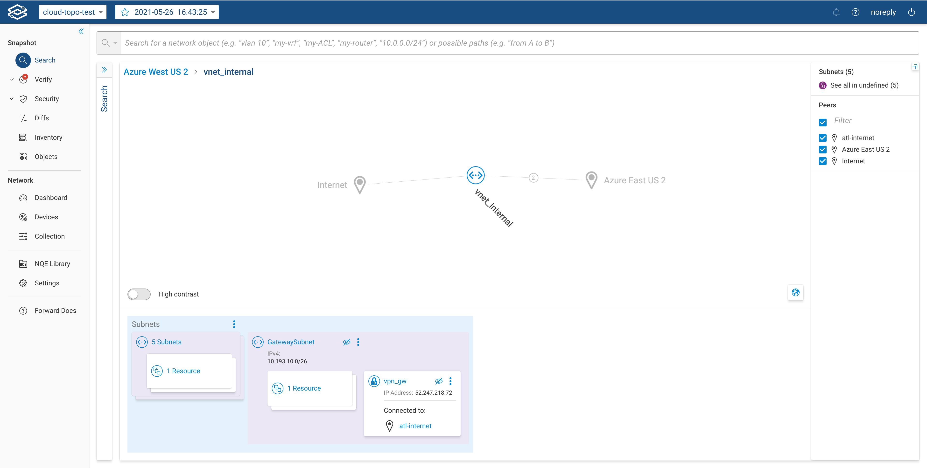 Azure VNET subnet page
