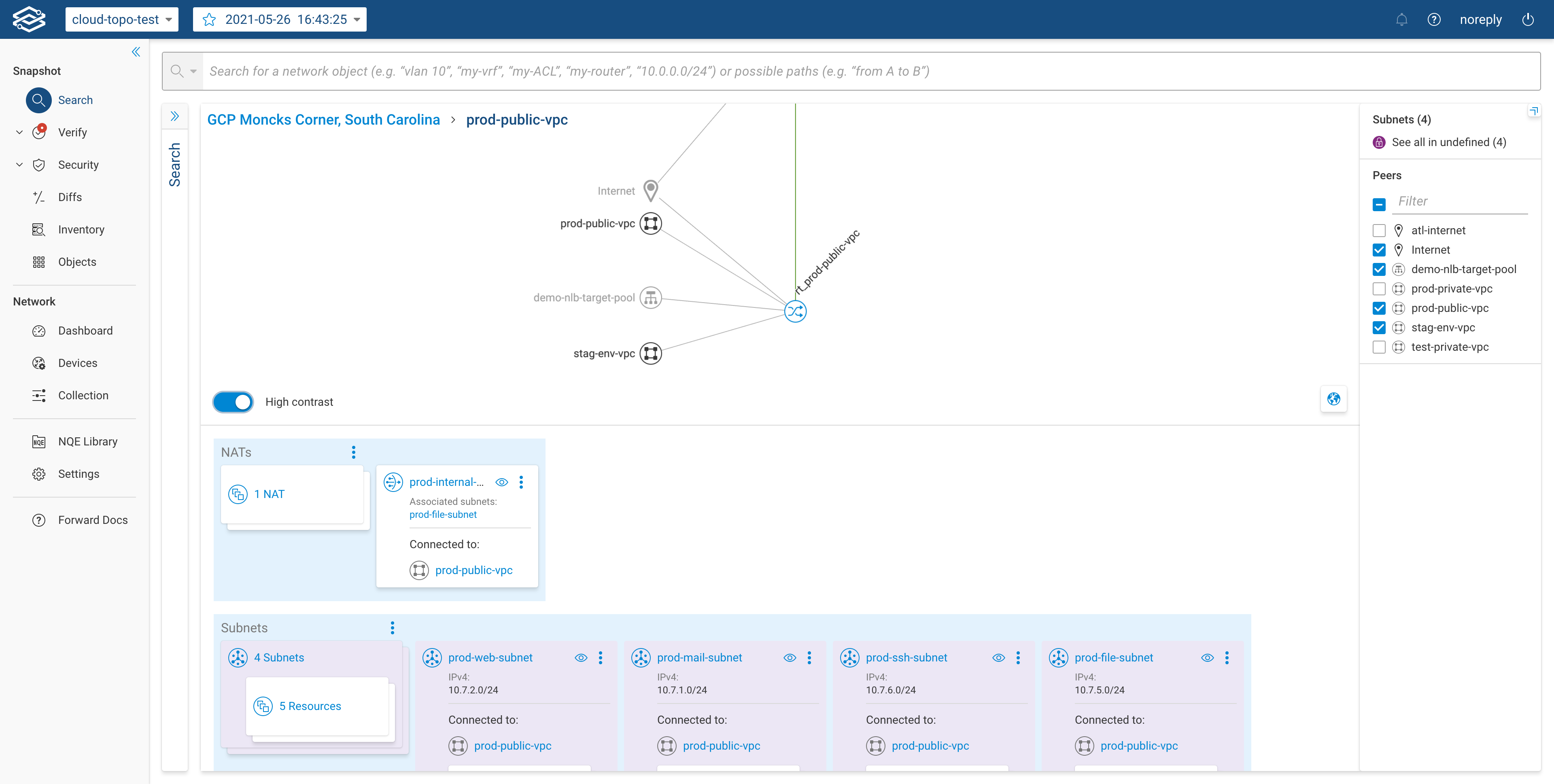 GCP VPC detailed page