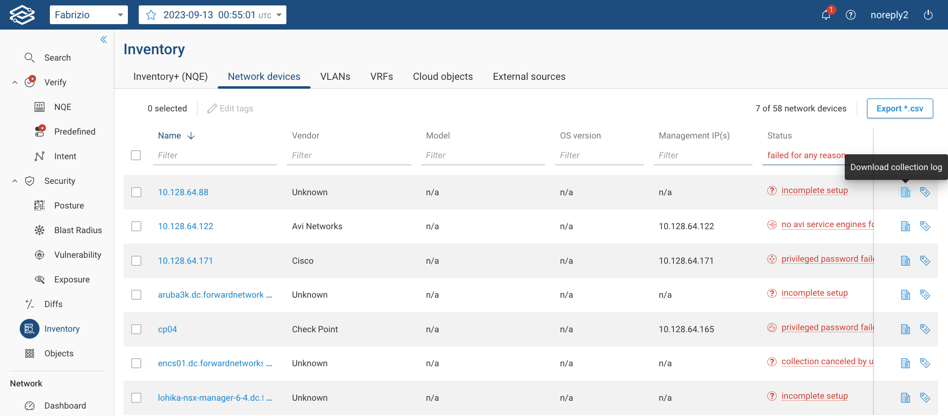 Collection Failed Devices