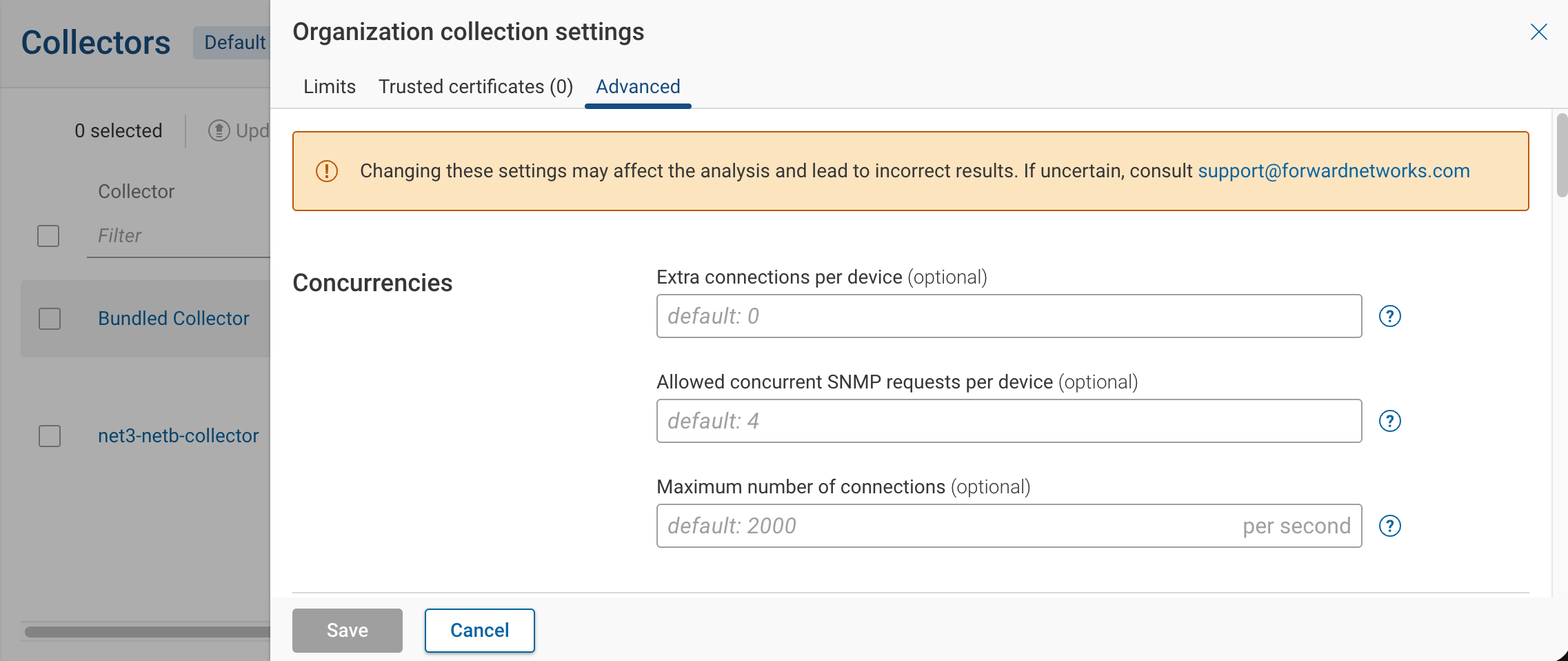 Organization collection settings — Concurrencies