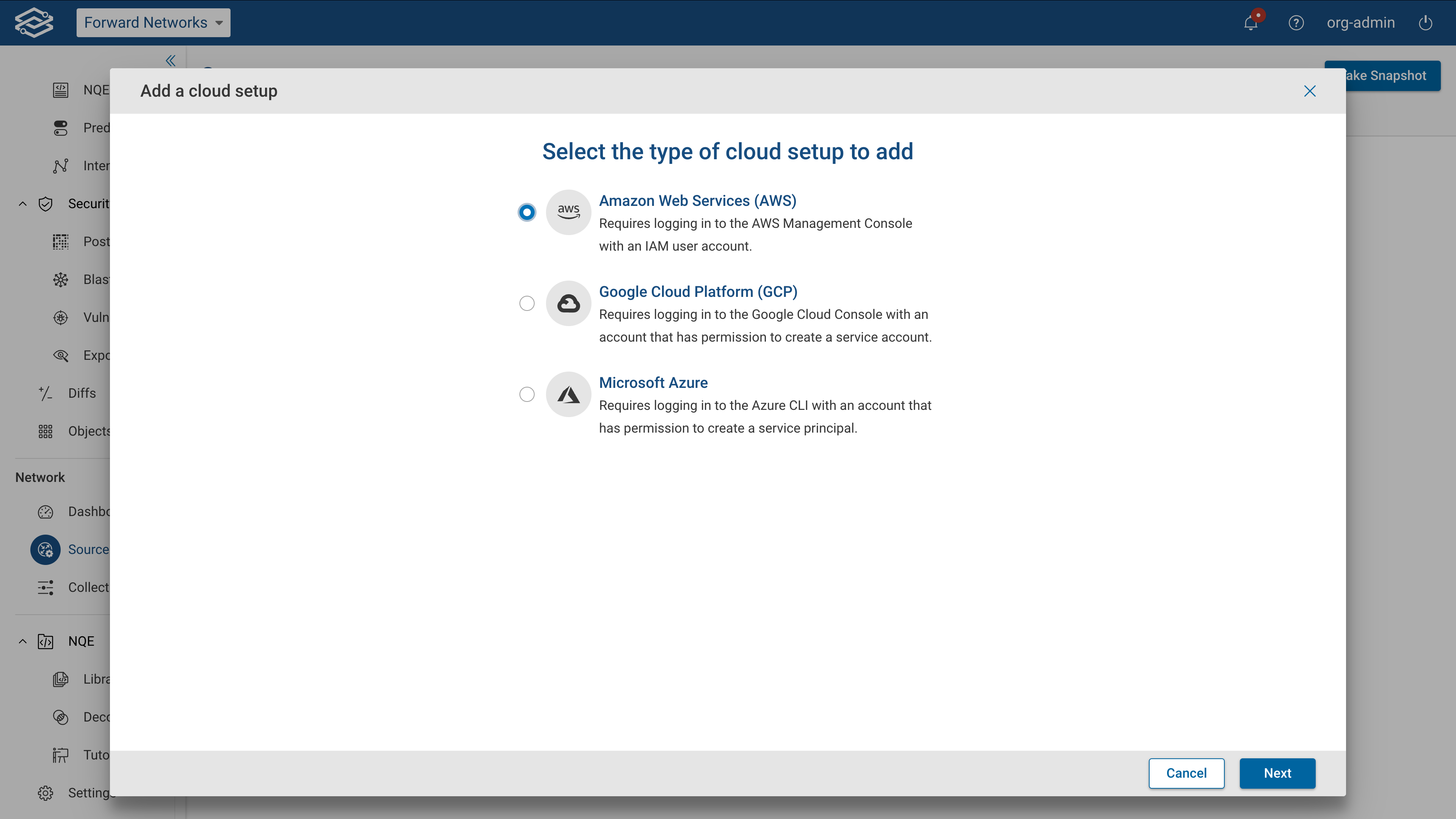Cloud Accounts Page
