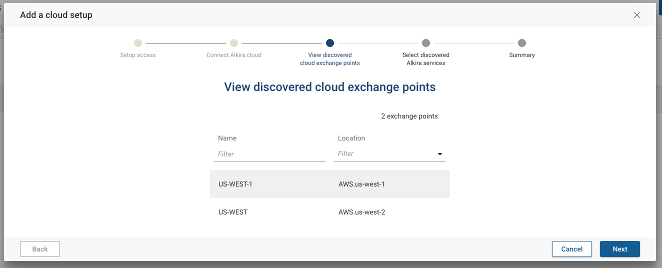 Discovered Alkira Cloud Exchange Points