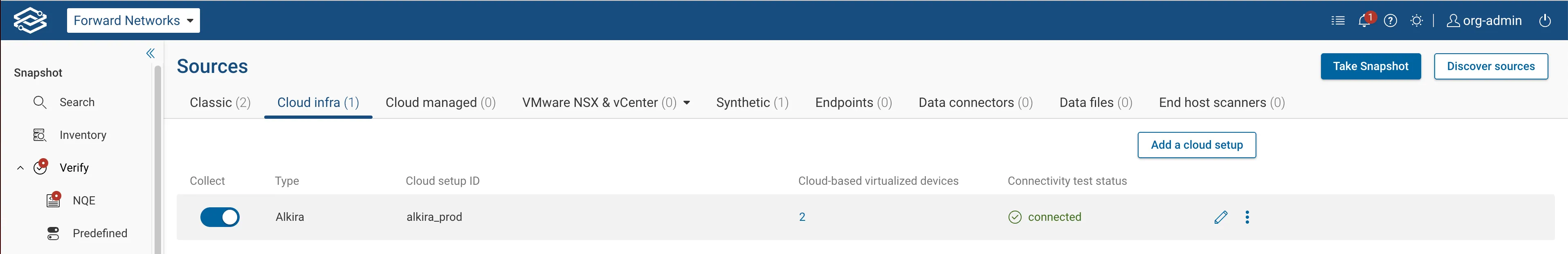 Cloud Infra tab displaying Alkira setup