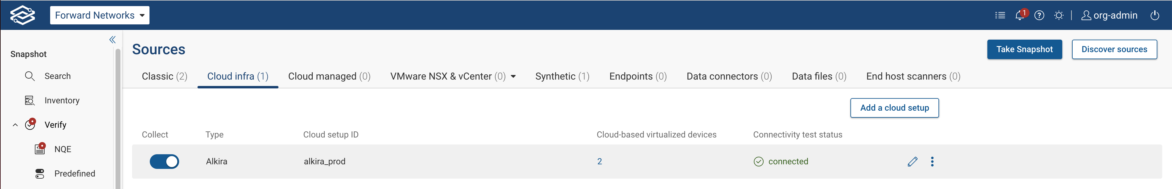 Cloud Infra tab displaying Alkira setup
