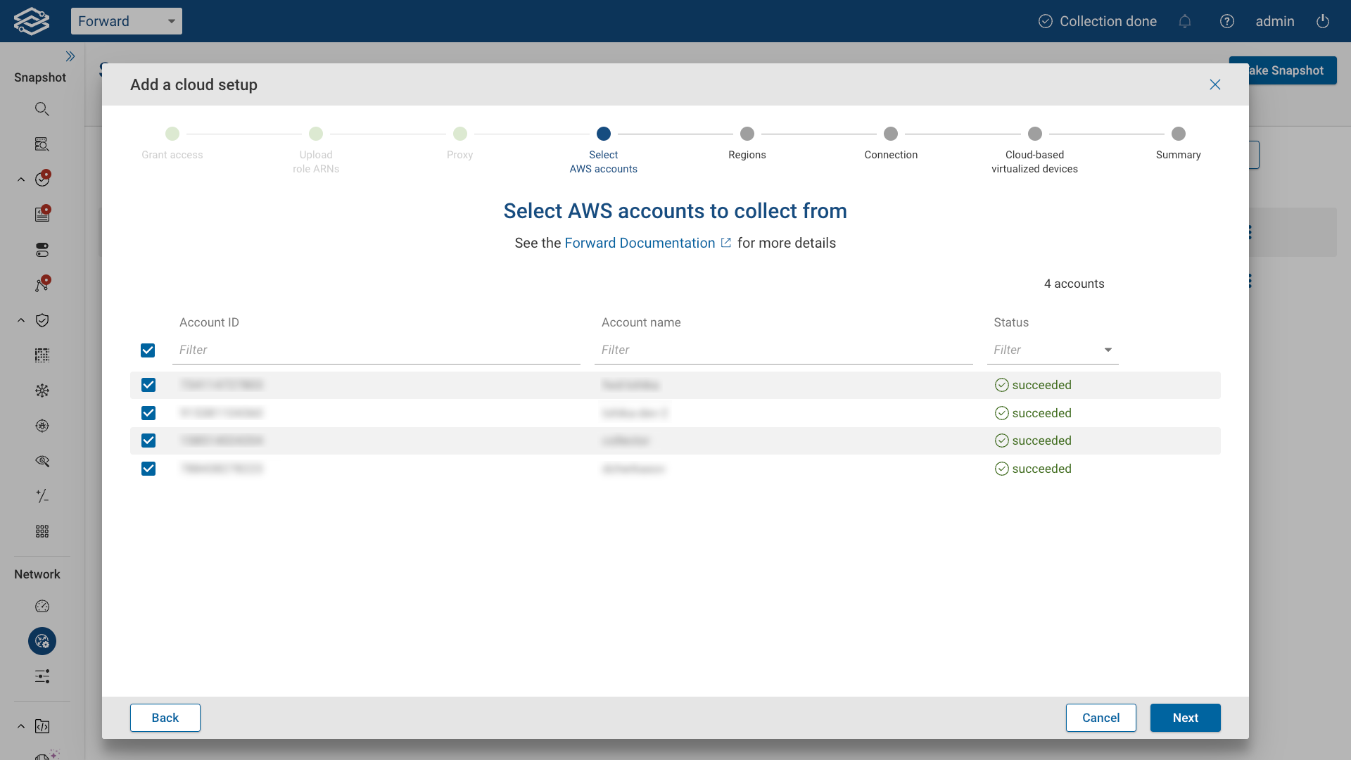 Multiple Account Forward IAM Select accounts