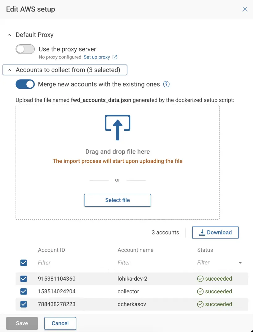 Add or replace accounts