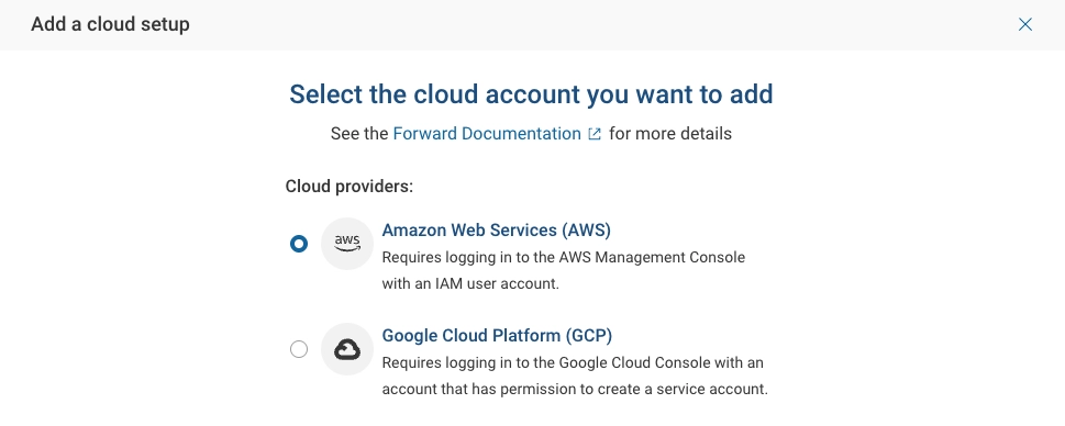 Cloud Accounts Page