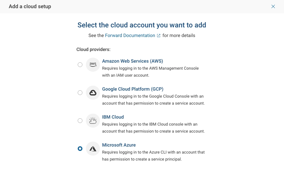 Add an Azure cloud account