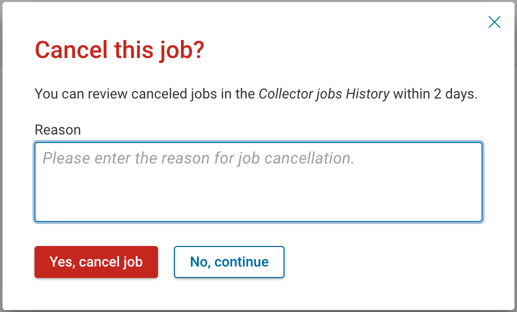 Cancel job confirmation dialog
