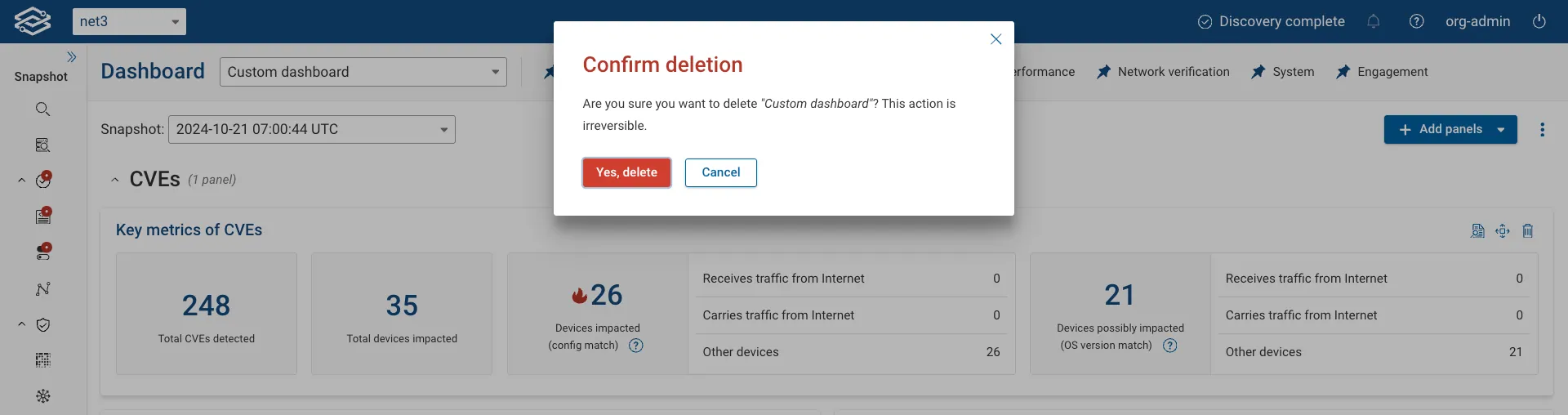Deleting a Dashboard