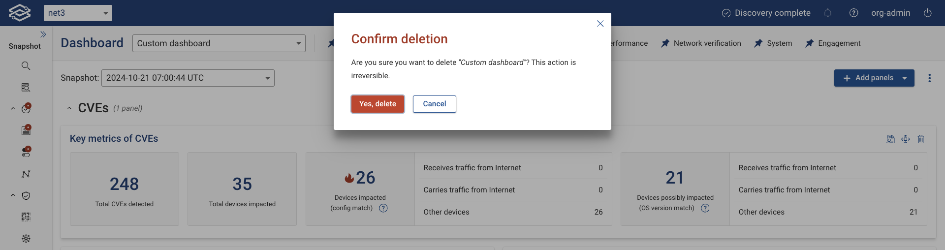 Deleting a Dashboard