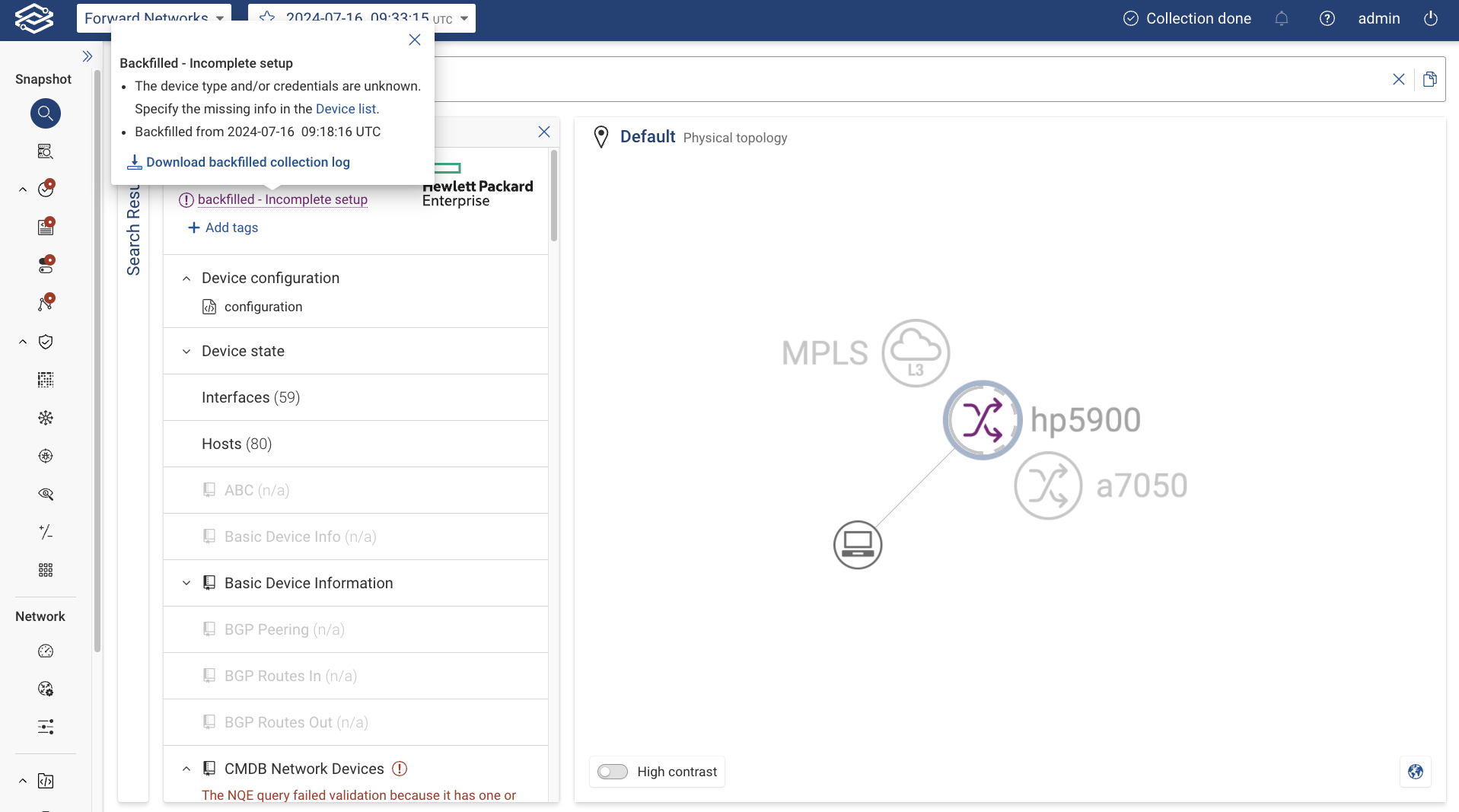 View of backfilled device card