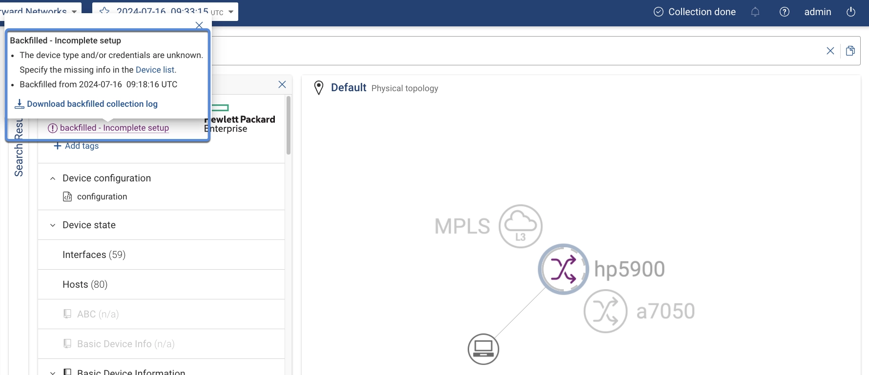 View of backfilled device card