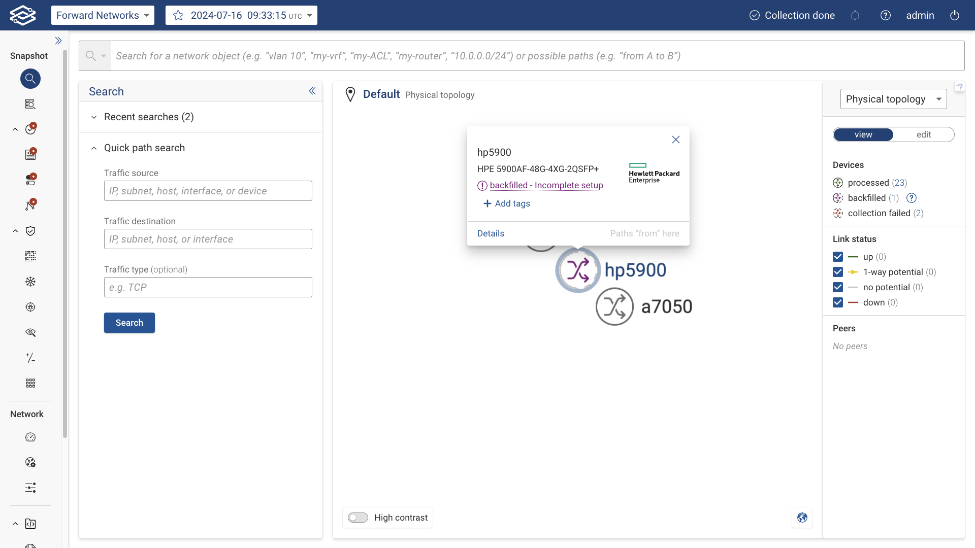 View of backfilled device icon from Search