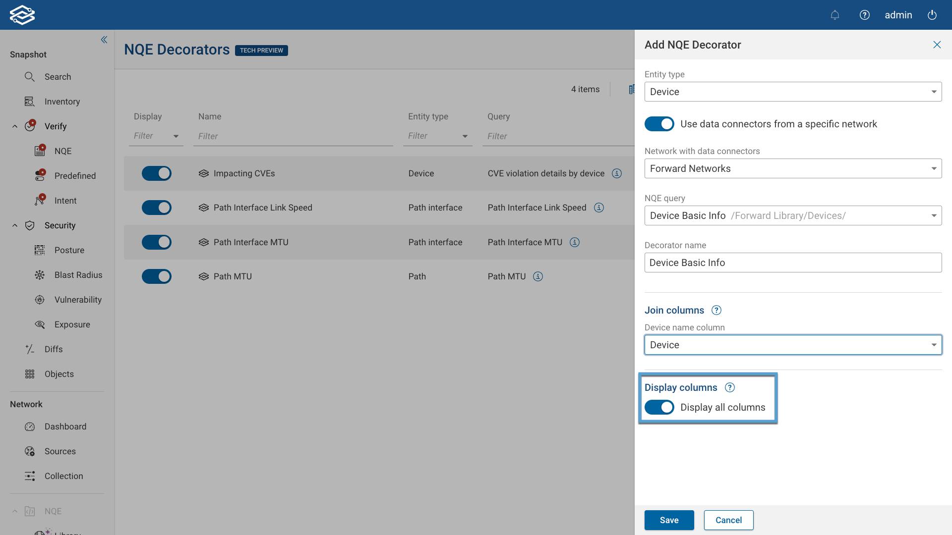 NQE Decorators Query Columns